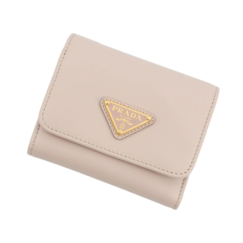 Prada Tri fold Wallet Triangle Leather